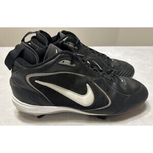 Nike Baseball Cleats Men’s Size 13 Black White Vintage High Top Lace Up Swoosh